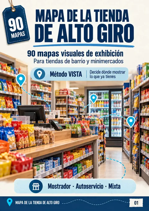 Portada del PDF Mapa de la Tienda de Alto Giro, con 90 mapas visuales de exhibición